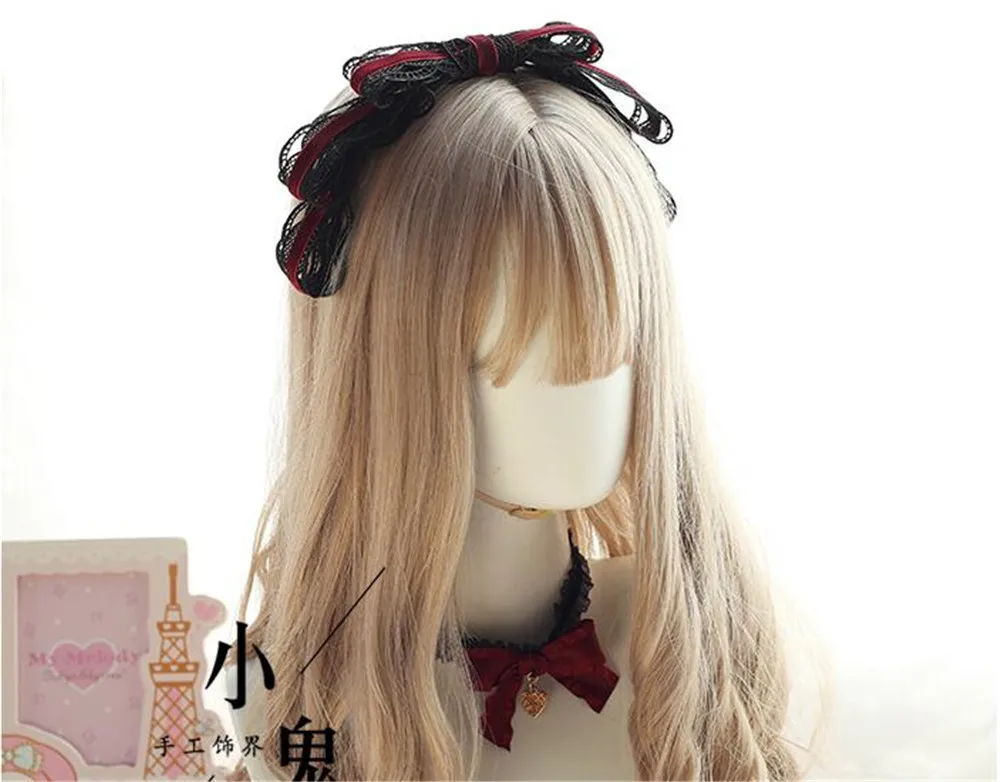 Повязка на голову женская с жемчугом и бантом в готическом стиле | Тематическая