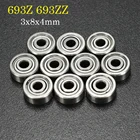 10 шт.компл. 693ZZ шарикоподшипники 3*8*4 мм, комплект миниатюрных шарикоподшипников из металла и стали с двойной защитой 693Z 693ZZ, Миниатюрные шарикоподшипники