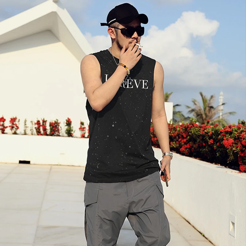 Новый разбрызгивания чернил печатная мужская жилетка без рукавов мужские