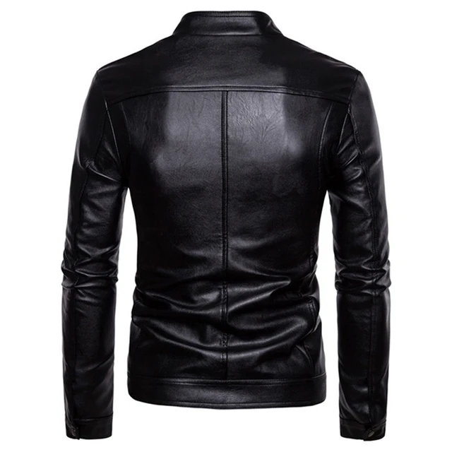 The New Spring And Autumn 2021 Men's Korean Version Slim-Fitting Stand-Up PU Leather Jacket Plus Size M-5XL 4