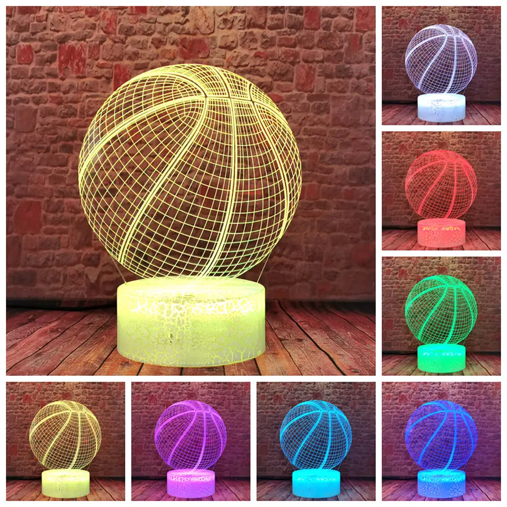 

Flashing 3D Illusion LED Desk Nightlight Colorful Changing Touch Light Model Bastketball action & toy figures