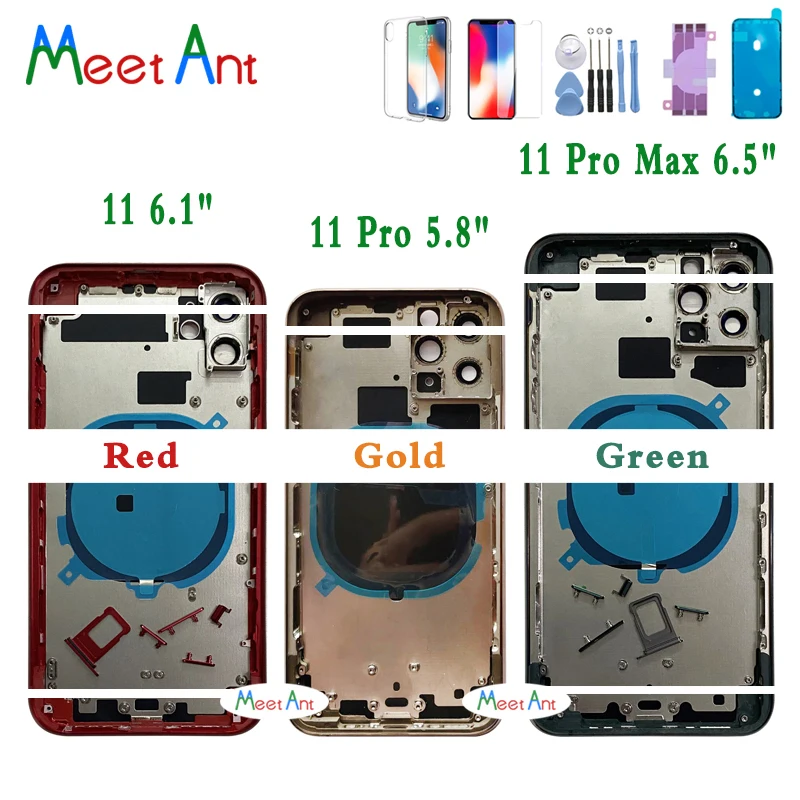 

AAA High Quality Back Cover For iphone 11 / 11pro 11 Pro Max Housing Cover Rear Door Chassis Middle Frame with Back Glass + Tool