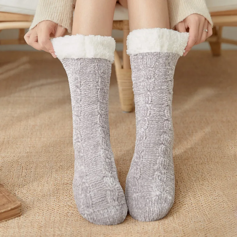 New Women Socks Winter Warm Thicken Soft Sleep Socks Room Floor Indoor Fleece Thermal Sweets Chenille Carpet Wolen Slipper Socks