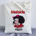 Кавайная сумка для покупок Mafalda, симпатичная Холщовая Сумка в стиле аниме Харадзюку, сумка-тоут, женская сумка, вместительная сумка для покупок, Повседневная сумка на плечо