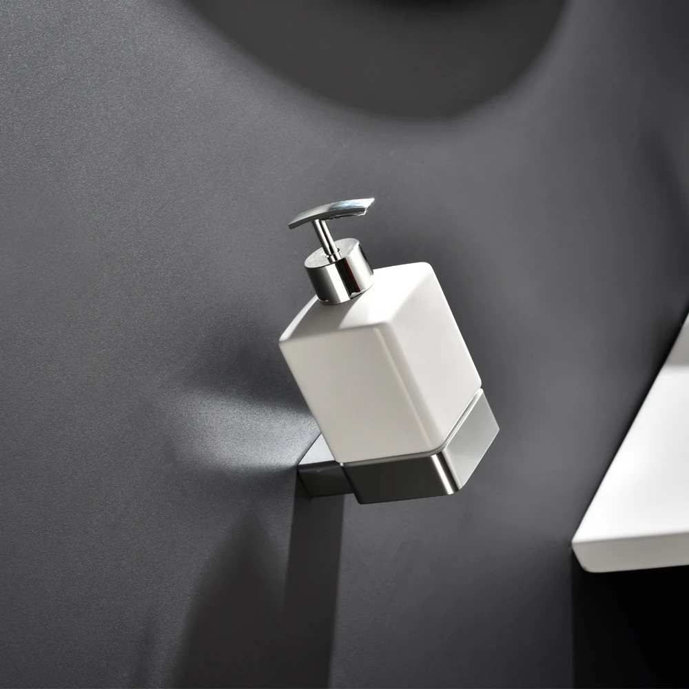 aluminum bathroom accessories liquid soap dispensers wall mounted lotion holder hand shampoo ceramic bottle for hotel kitchen free global shipping