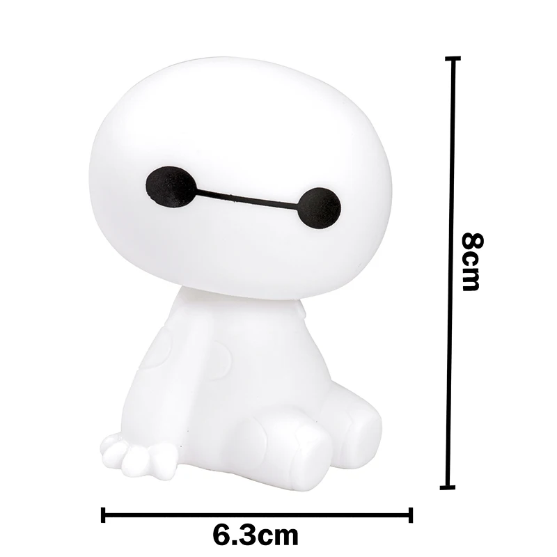 Мультипликационный пластиковый робот Baymax с качающейся головой, Автомобильные украшения, автомобильные интерьерные украшения, большие куклы героев, игрушки, орнамент, аксессуары