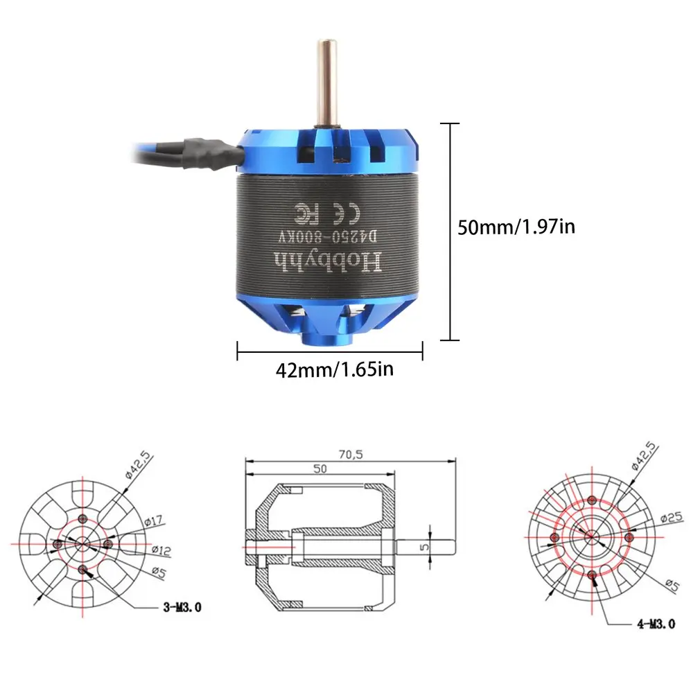 

4250 800kv Brushless Motor Power 1250W With 4.0mm Banana Head For RC Remote Controlled Aircraft