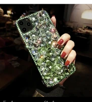 luxury fashion diy bling gradient color full green crystal diamond case cover for iphone 12 mini 11 pro xs max xr x 8 7 6s plus
