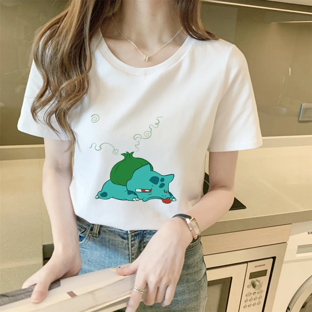 Летняя новинка футболка с изображением покемона усталой Бульбазавр Пикачу