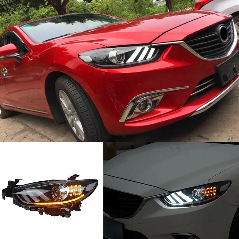 Двойной объектив СВЕТОДИОДНЫЙ DRL HID биксеноновый проектор фара в сборе для Mazda 6