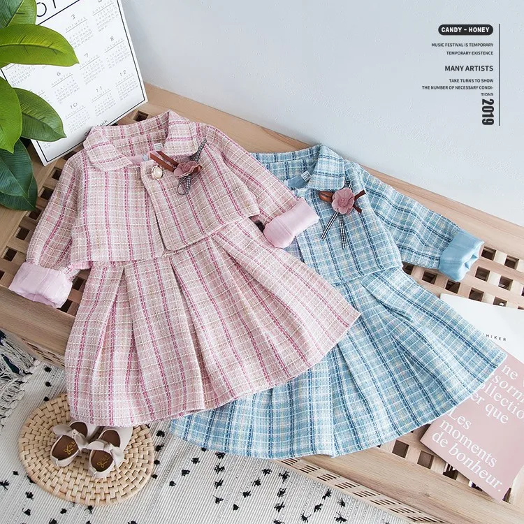 Коллекция 2019 года комплект зимней одежды для девочек клетчатый кардиган с