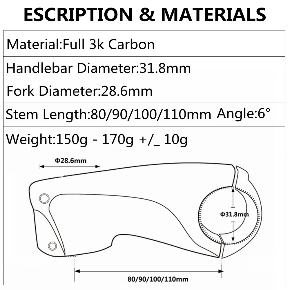 Шток для велосипеда TOMTOU из углеродного волокна детали горного и дорожного длина