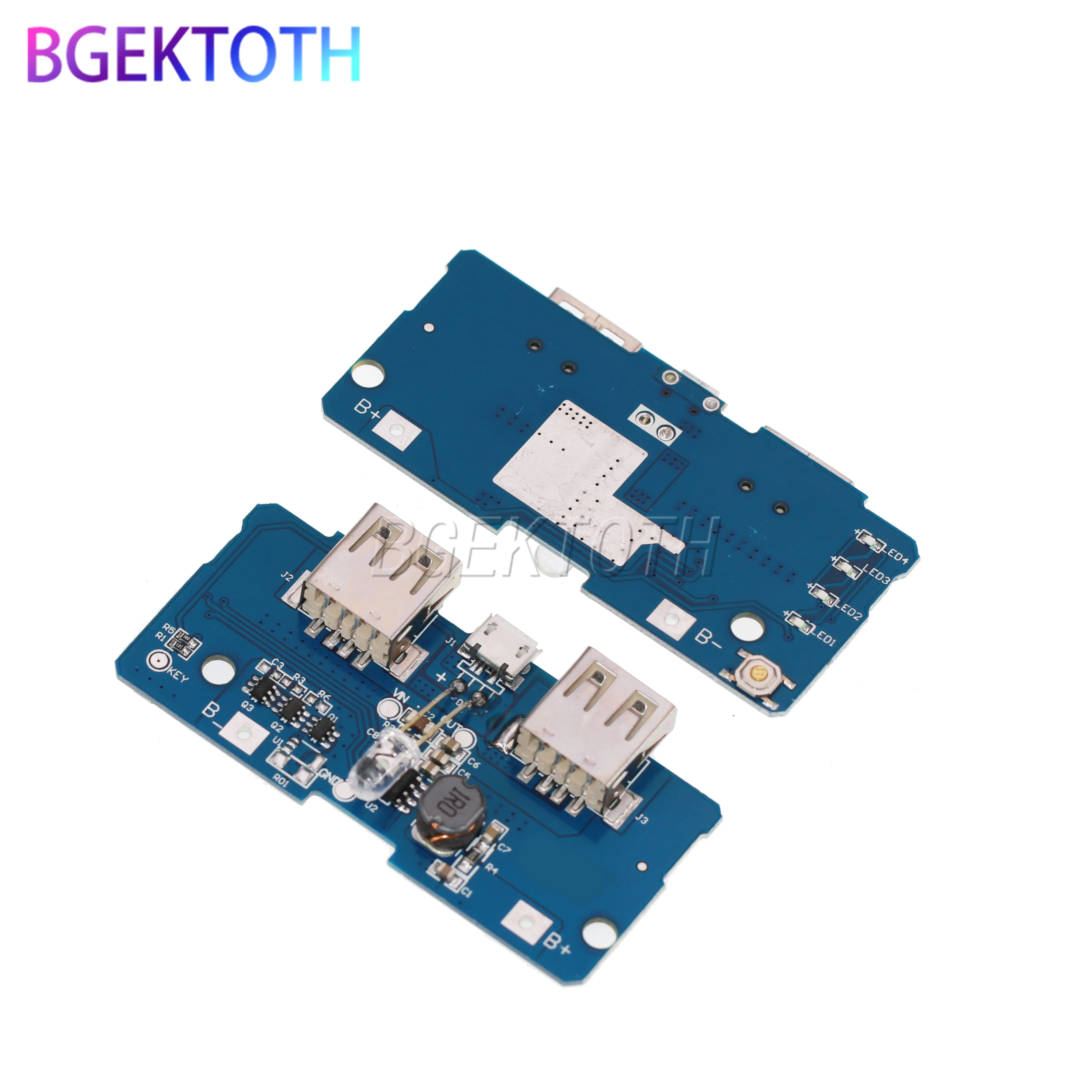 

18650 Dual Micro USB 3.7V to 5V 2A Boost Mobile Power Bank DIY 18650 Lithium Battery Charger PCB Board Step Up Module With Led