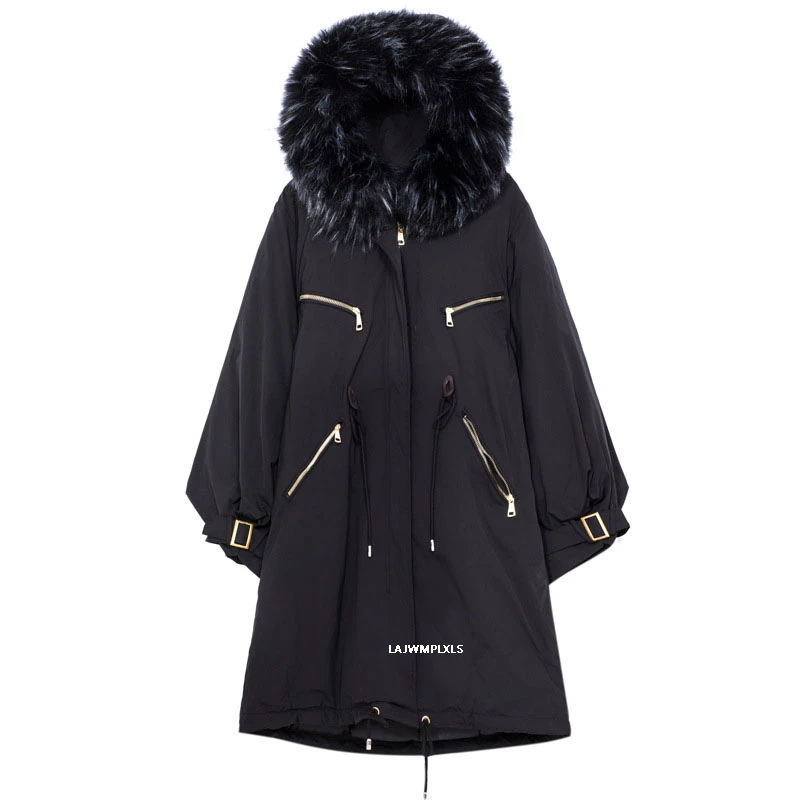 Зимняя парка с меховым воротником Повседневная Свободная уличная одежда пальто
