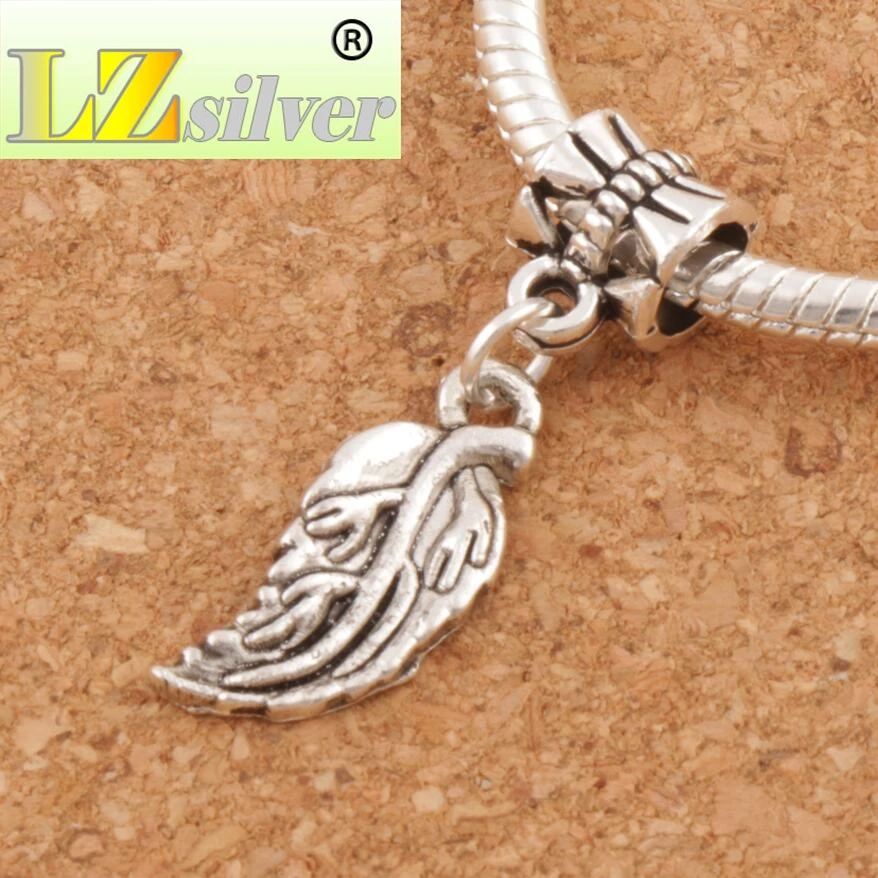 Soft Leaves Leaf Big Hole Beads 29.8x8.4mm 100pcs zinc alloy Fit European Charm Bracelets B362