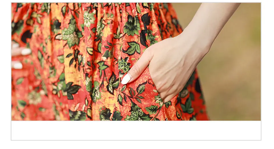 

Chinese Style Retro Loose Cotton and Linen A-Line Dress Women Summer Casual Printed Long Dress Elegant Party Dress Vestidos