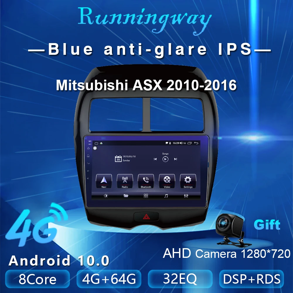 Runningway Android 10 0 5G автомобильный DVD плеер для Mitsubishi ASX Peugeot 4008 2010 2016 4G + 64G радиоприемник