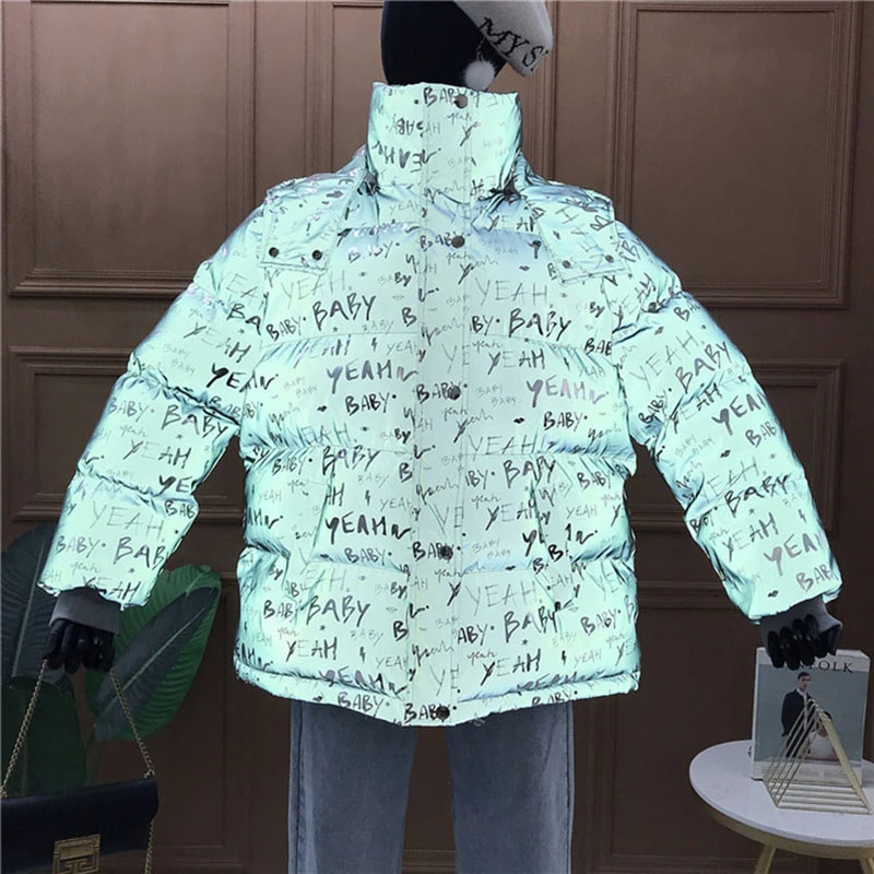 Зимняя Светоотражающая куртка Женское пальто стеганая верхняя одежда