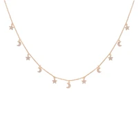 cubic zirconia moon star heart choker chain necklace for woman gold color small cz drop necklace party gift jewelry accessories