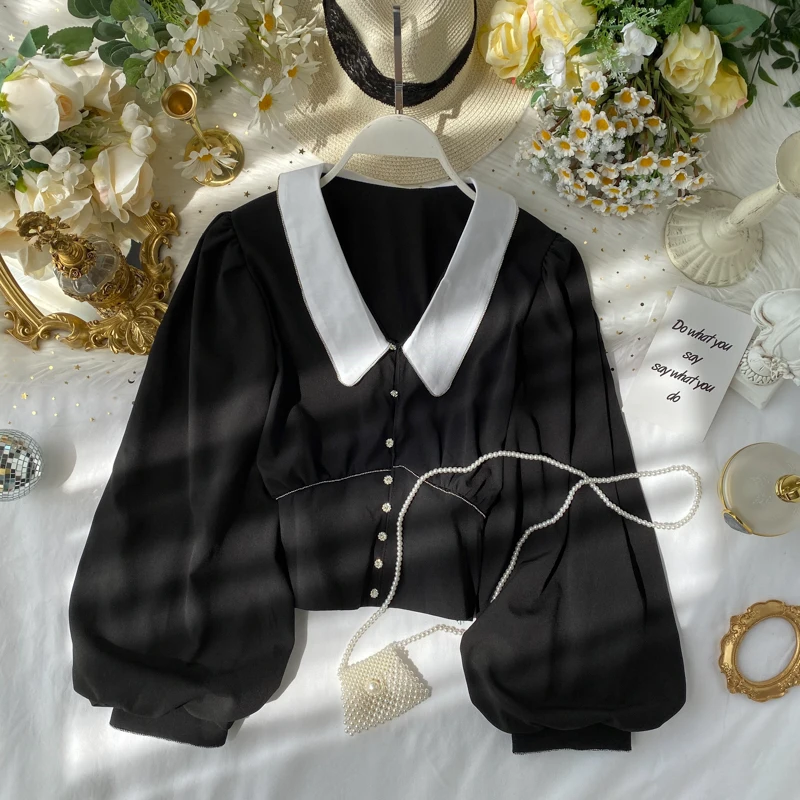 Элегантные внешние кнопки женская рубашка Весна Осень Женские однотонные