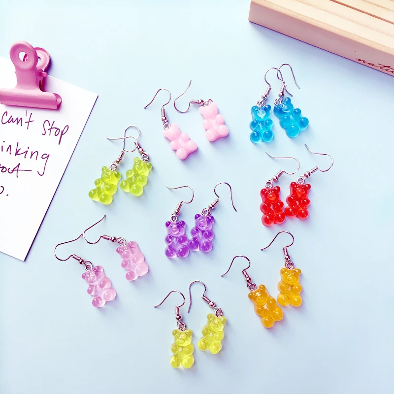 Милый Конфета из смолы медведь серьги в форме капель Носки с рисунком медведя