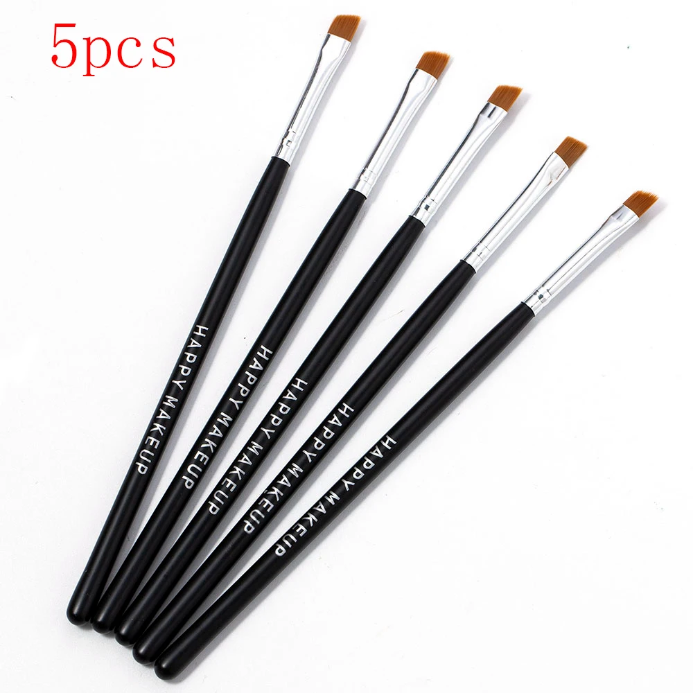 

5Pcs Wooden Pole Eyeliner Eyeshadow Eye Brow Women Cosmetic Professional Black Eyebrow Inclined Flat Angled Brush Makeup Tools