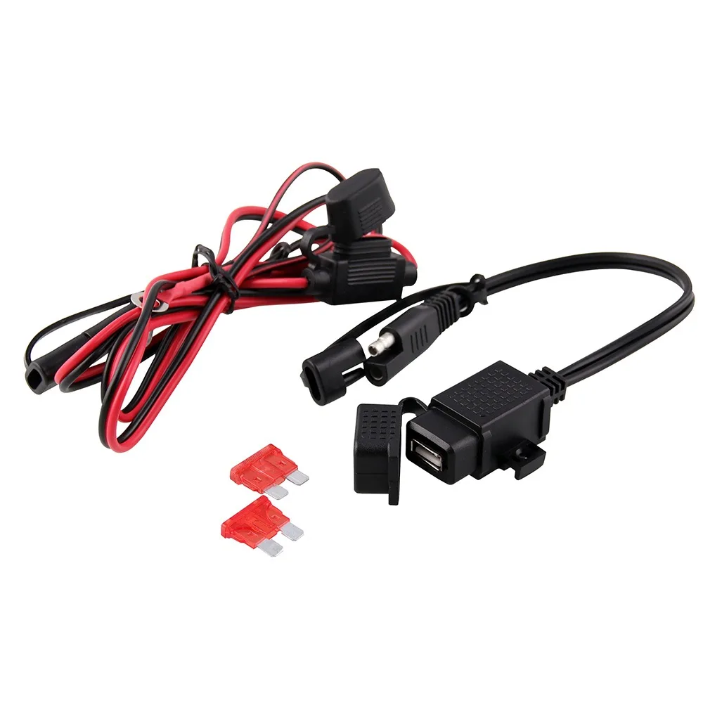 

Motorcycle charger USB GPS 2.1A port fast mobile phone tablet PC waterproof cable fuse adapter 12-24V