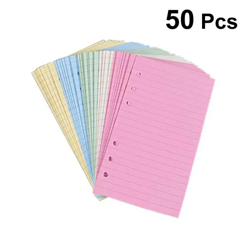 50 страниц A6 красочная 6 отверстия линейная свободная бумага для листового