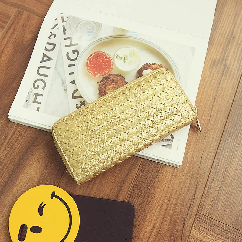 

1PC Knitting PU Leather Wallets For Women Rectangle Silver Color Party Cloth Accessories Birthday Gift 20cm(7 7/8") x 10cm