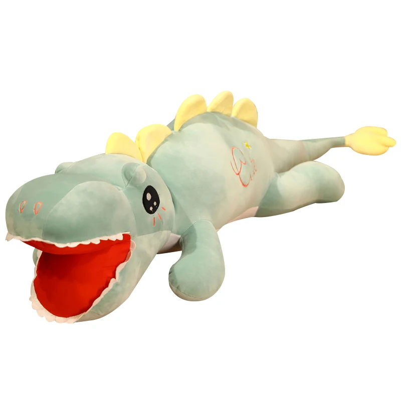 

1pc 80-145cm cute green yellow pink dinosaur plush pillow doll kawaii animal cushion toy kid girl holiday gift