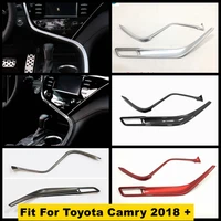 interior lhd central console control strip cover trim for toyota camry 2018 2022 red matte carbon fiber look wood grain