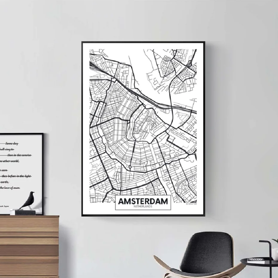 Картина на холсте с изображением знаменитого города Амстердам настенные