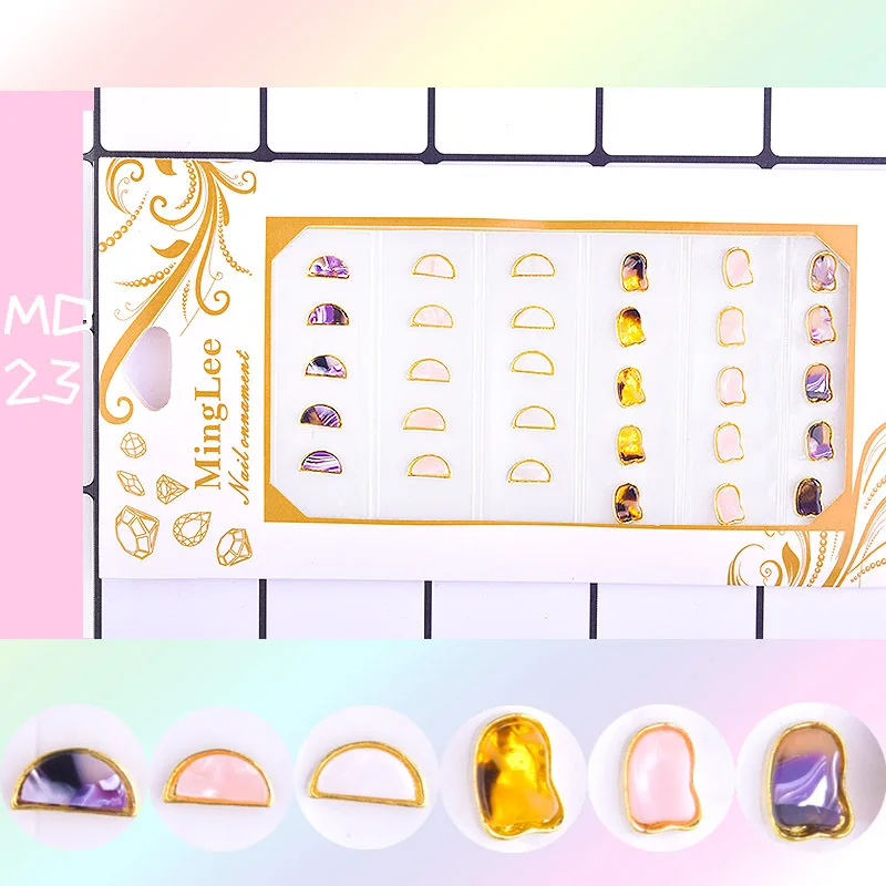 

High-end Nail Art Jewelry 6 Boxed Glass Metal Rhinestone Nail Stickers DIY Fashion Nail Art Decoration Accessories