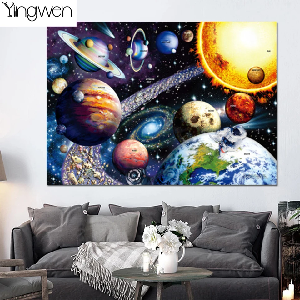 

5D Diamond Painting Solar System Planets Landscape Full Diamond Embroidered 3D Picture Mosaic Kits Home Decoration Wall Painting