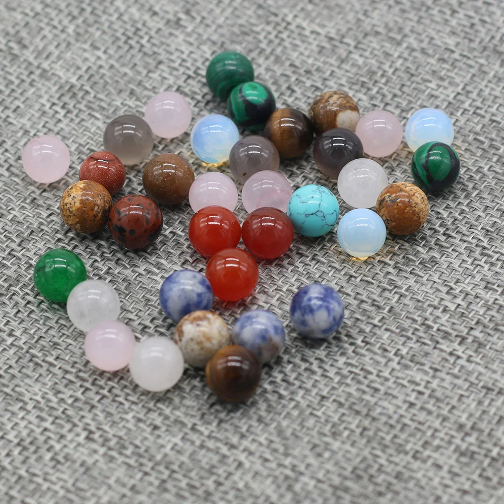 20Pcs Natural Stone Beads 8 MM Without Hole Round Semi-Precious For Potted Plants Fish Tank Decorations