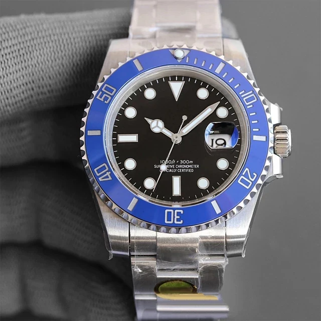 

Mens Watch Men Automatic Mechanical 904L Stainless Steel Glide Lock Casual Business Sapphire Glass ETA2813 Green Ceramic Bezel