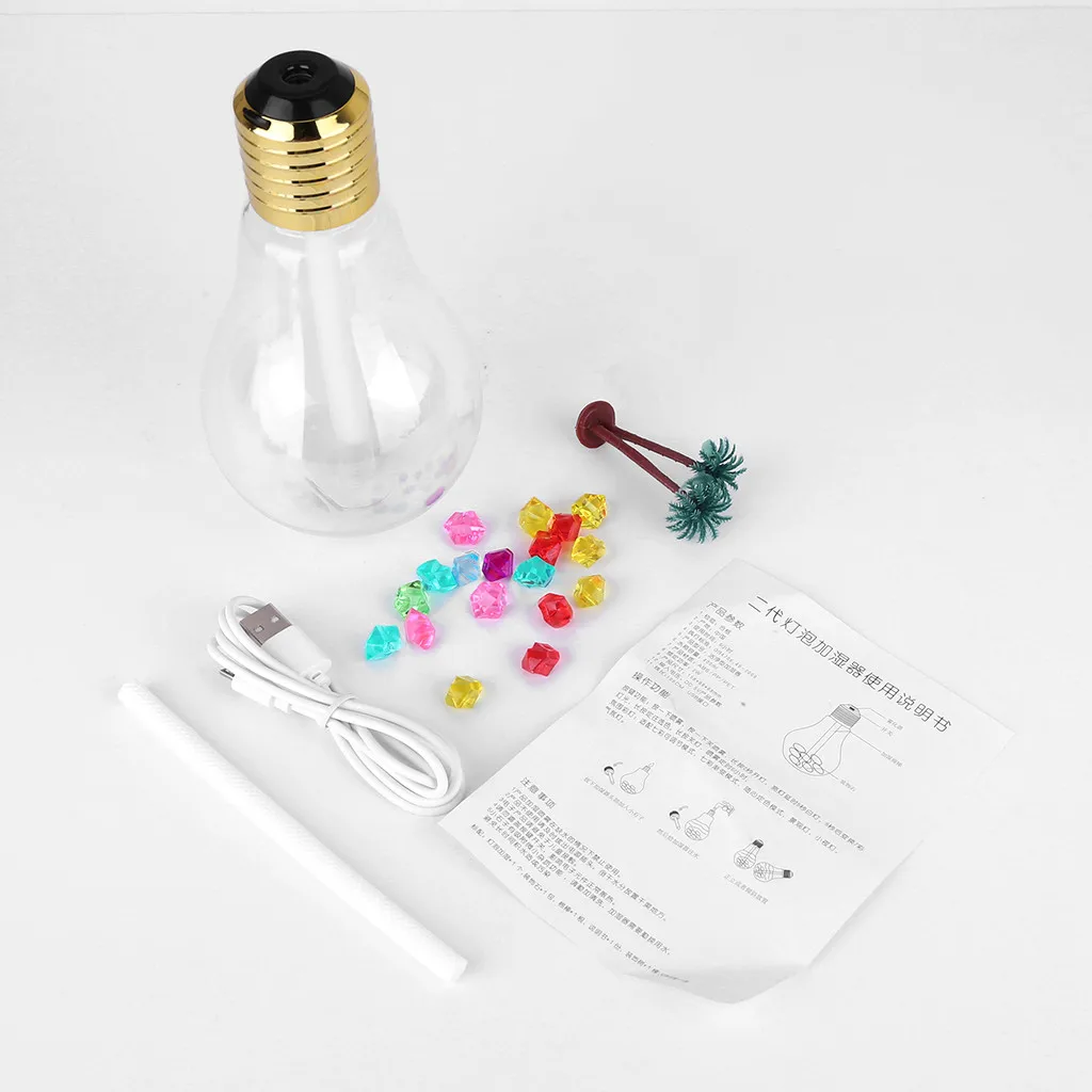 

Creative Bulb Lamp Humidifier Home Aroma LED Humidifier Air Diffuser Purifier Atomizer Changing LED Lights for Office Home