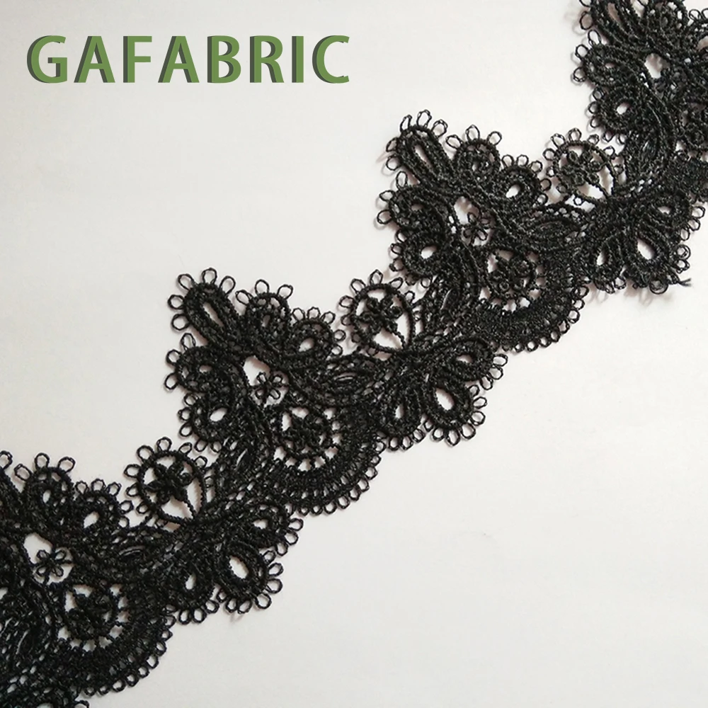 

1yards black embroidered lace with floral patterns and decorations lace trim 6 cm wide