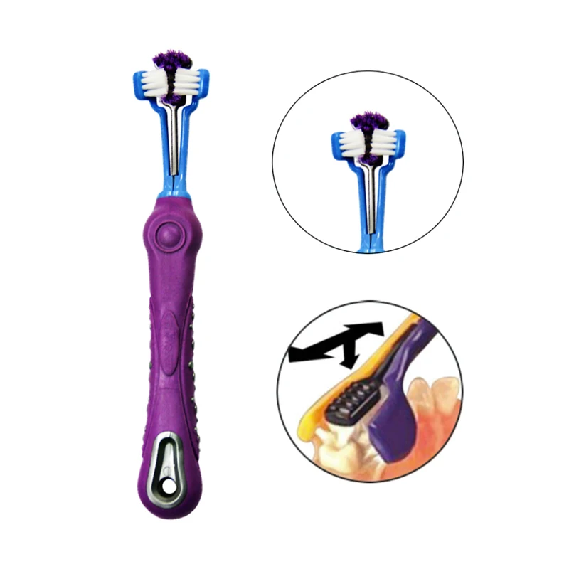 Нескользящая конструкция удобная для удержания трехсторонняя зубная щетка