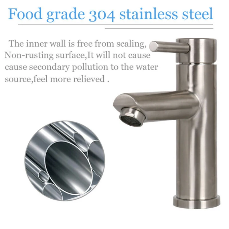 

Stainless steel Faucet Plastic valve Lifting Hot & cold Single Hole Bathroom