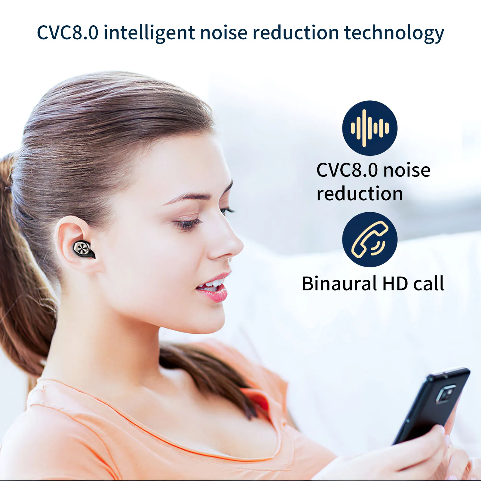 

5.0 In-Ear Bluetooth Wireless Earphones Stereo Earbuds Headphones Vocal Low Latency 2000mAh Sports Headsets with Charging Box