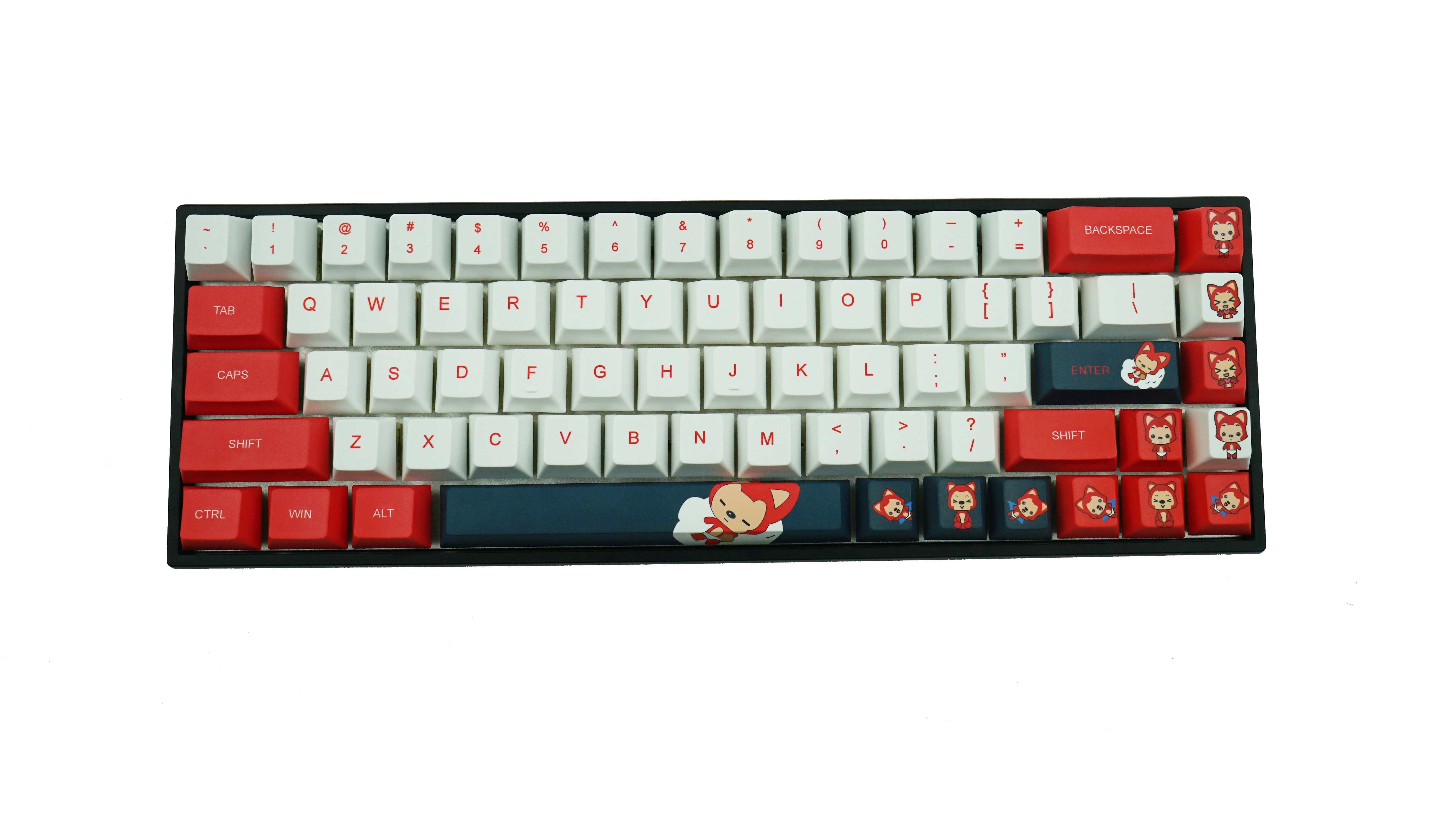 

Small full set of mechanical keyboard cute red little civet cat five-sided sublimation keycap