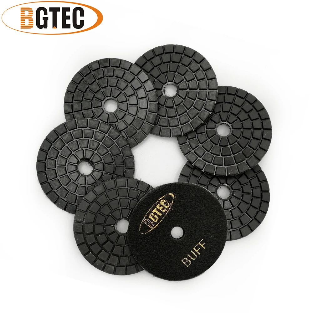 

BGTEC 4inch 7pcs #B-BUFF Professional Wet Diamond Flexible Polishing Pads 100mm Grinding Disc for Polishing Granite Marble