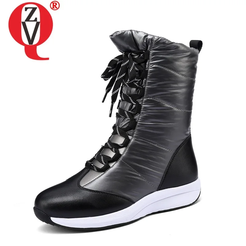 Женские ботинки на танкетке ZVQ черные ботильоны высоком каблуке с перекрестной