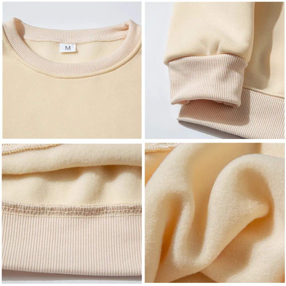 

Fashion Solid Color Sweatshirts Hoodies 2021 Warm Fleece Sweatshirt High Quality Men Women Tops Male Brand Hip Hop Pullover