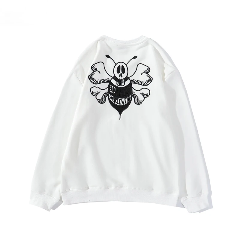 

Женский свитер из махровой ткани с вышивкой пчелы и круглым вырезом, Осень-зима 2020