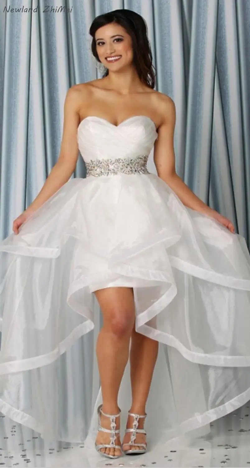 Сексуальное свадебное платье короткое спереди длинное сзади прозрачное с