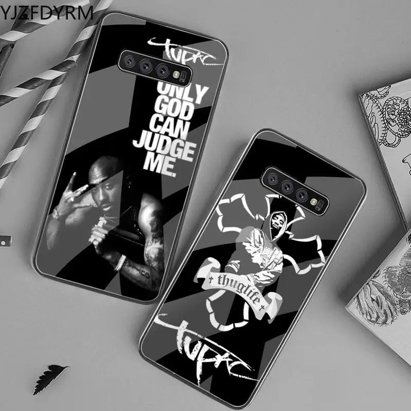 

YJZFDYRM 2Pac Tupac Amaru Shakur Phone Case Tempered Glass For Samsung S20 Plus S7 S8 S9 S10 Plus Note 8 9 10 Plus