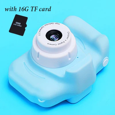 BLUE with16G SD card Детская цифровая камера, детская мини-камера, игрушка 1080p HD, 2 дюйма, большой экран, развивающая игрушка, подарок на день рождения для малышей, для мальчиков и девочек - Цвет: BLUE with16G SD card