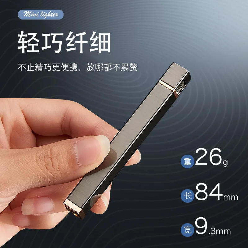 Портативная металлическая зажигалка компактная длинная многоразовая газовая